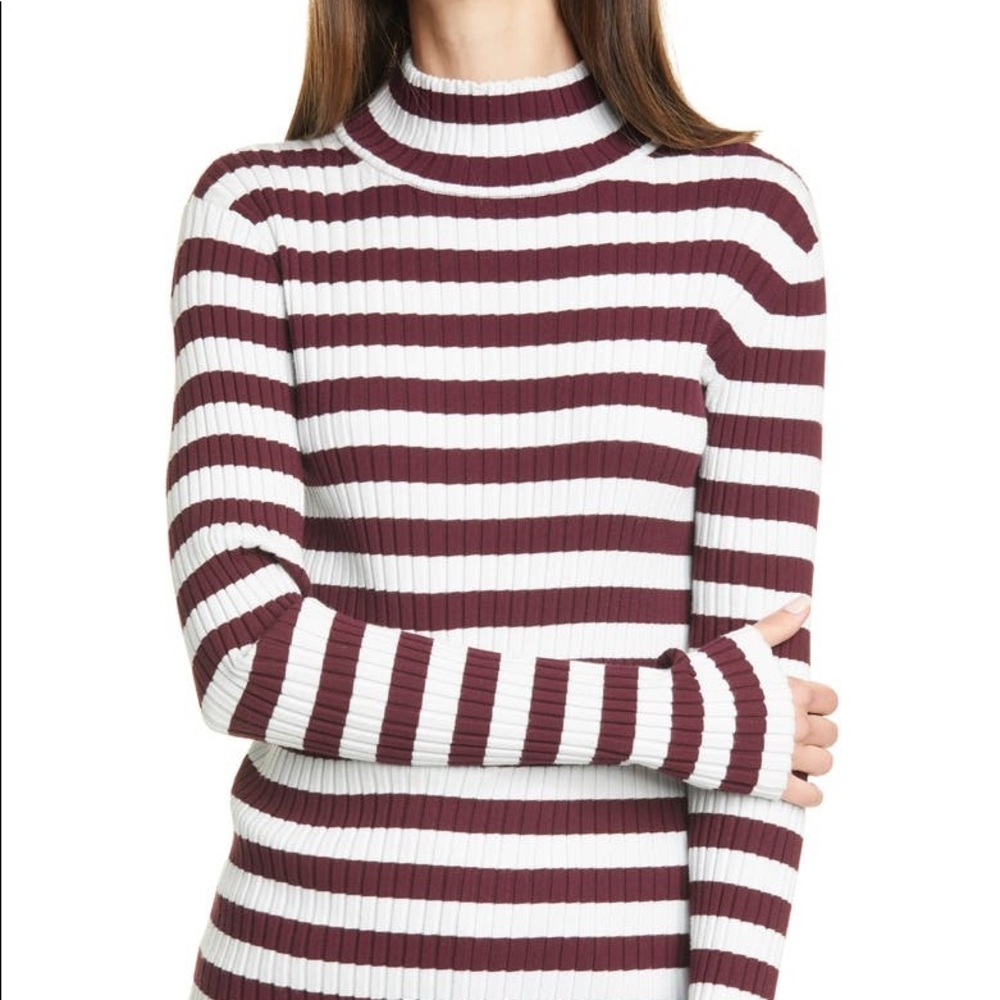 Tory Burch Striped Mock-neck Top